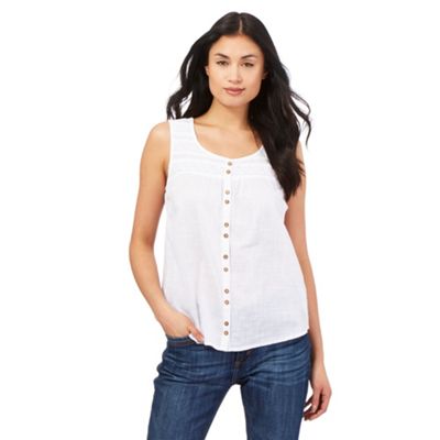 Mantaray White floral cut-out top